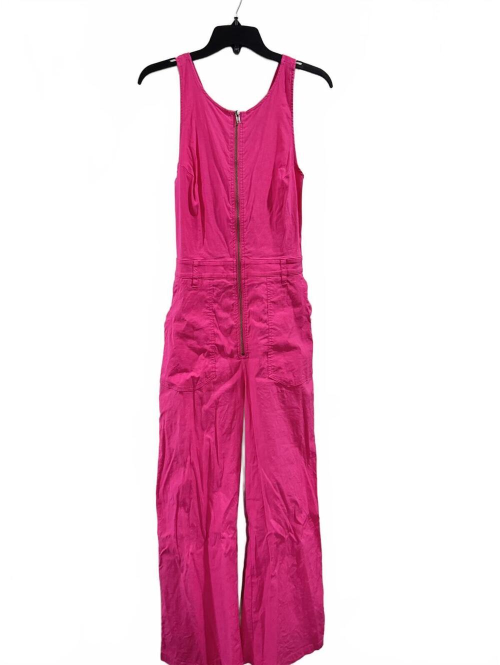 Anthropologie Maeve NWT Pink Zip Front Wide Leg Jumpsuit Sleeveless Retro Siz 10 - Picture 2 of 9